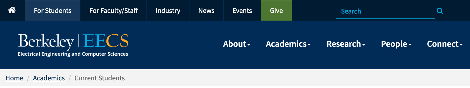 berkeley website screenshot with search bar